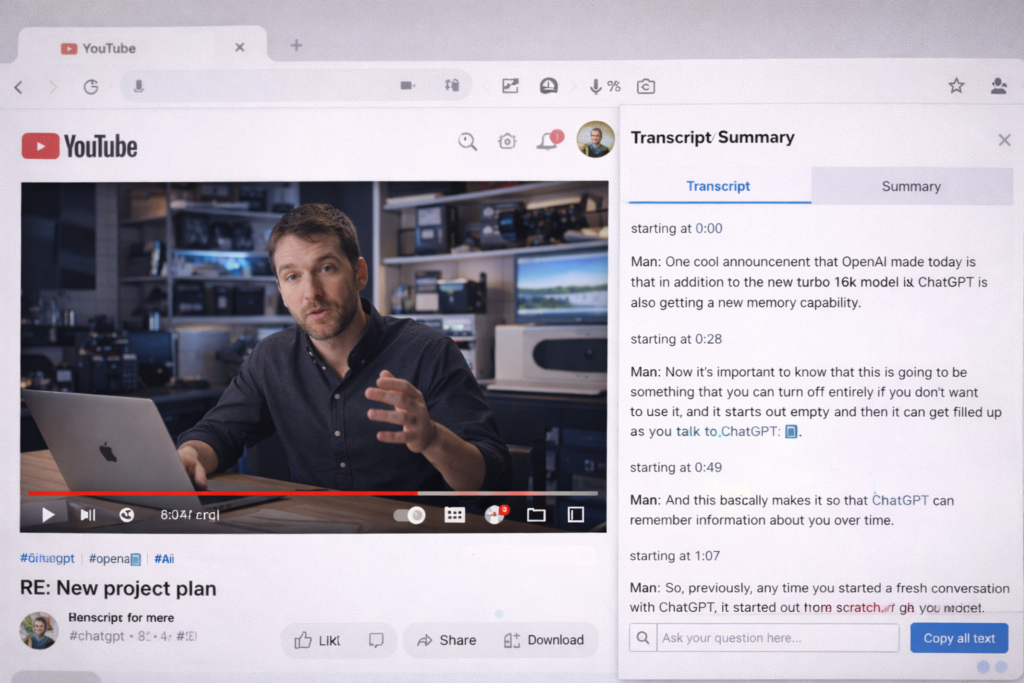 YouTube summary with ChatGPT extension.