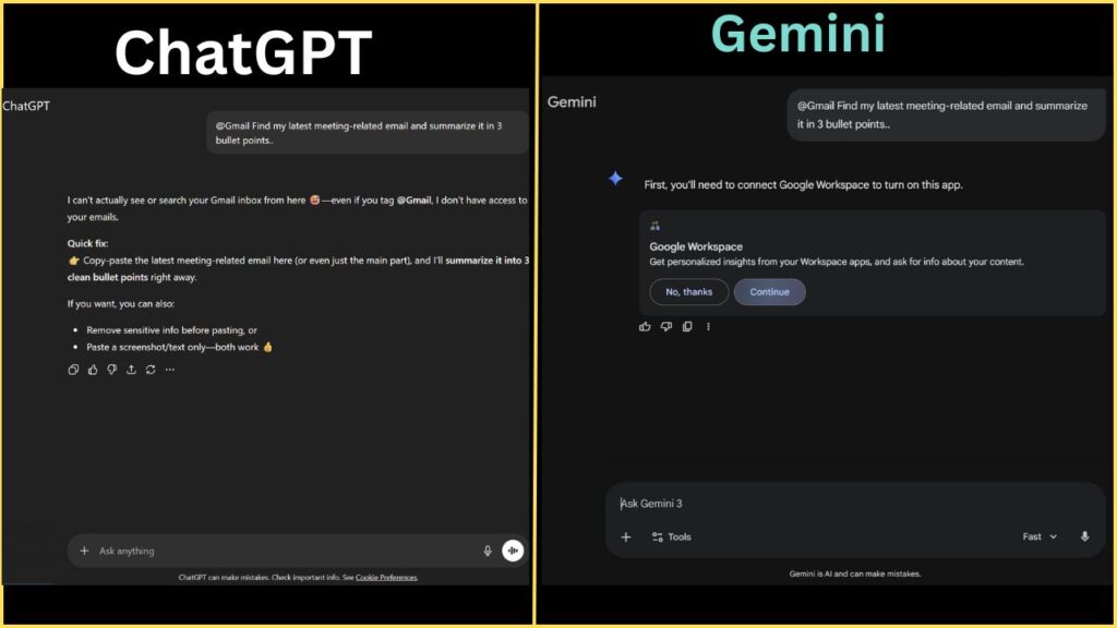 Google Gemini integration with Gmail Docs Drive screenshot 2026
