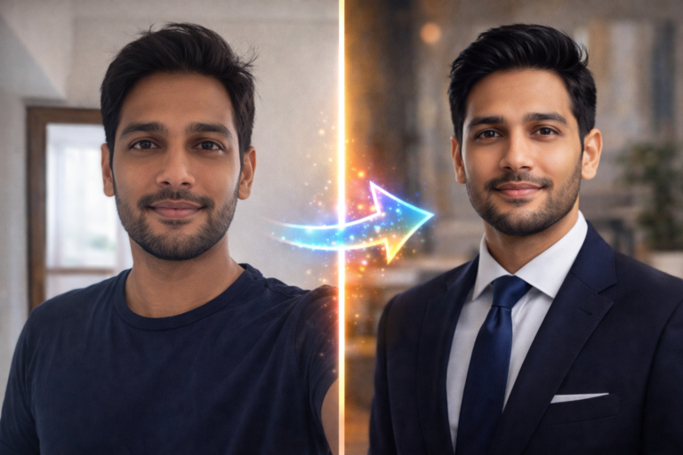 Turn selfie into professional headshot free AI.