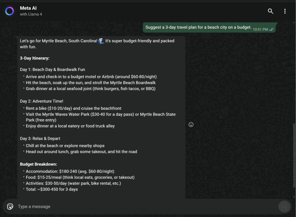 Using Meta AI in WhatsApp group chats.