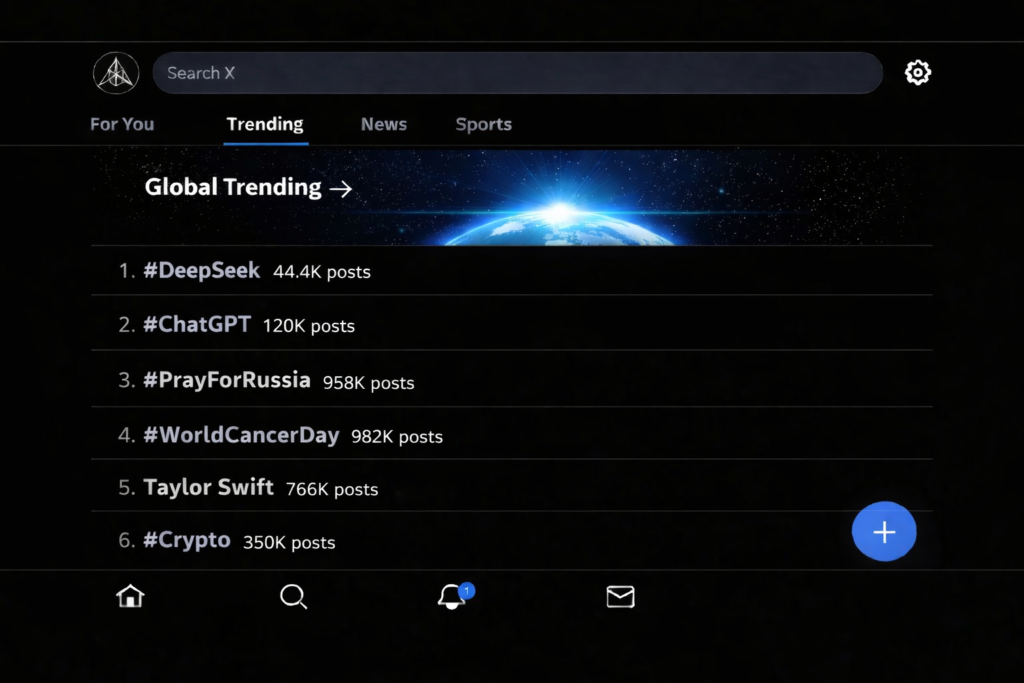 DeepSeek trending on social media against OpenAI.